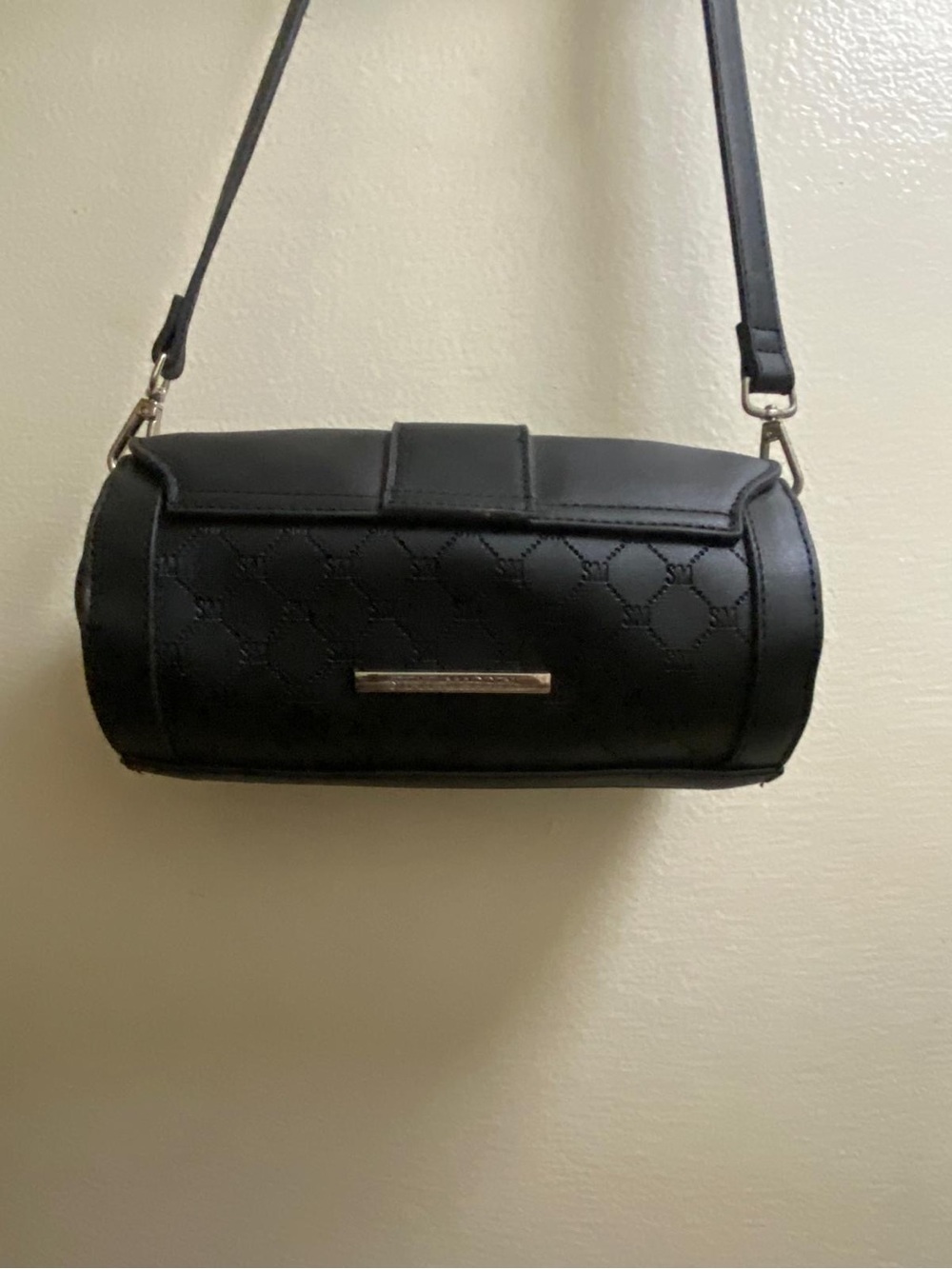 Steve Madden Black Quilted Barrel Shoulder Bag